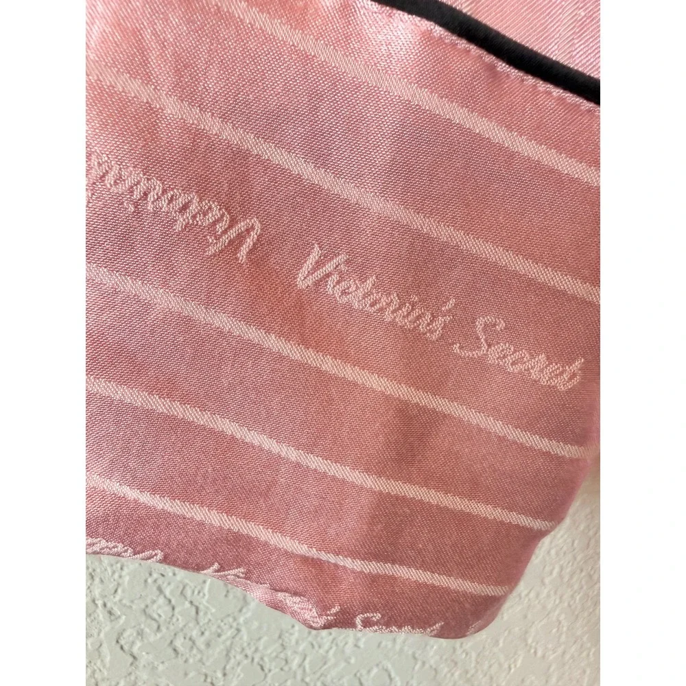Victoria Secret Satin Robe Womens Small Pink Stripe Kimono Tassel Belt Lounge